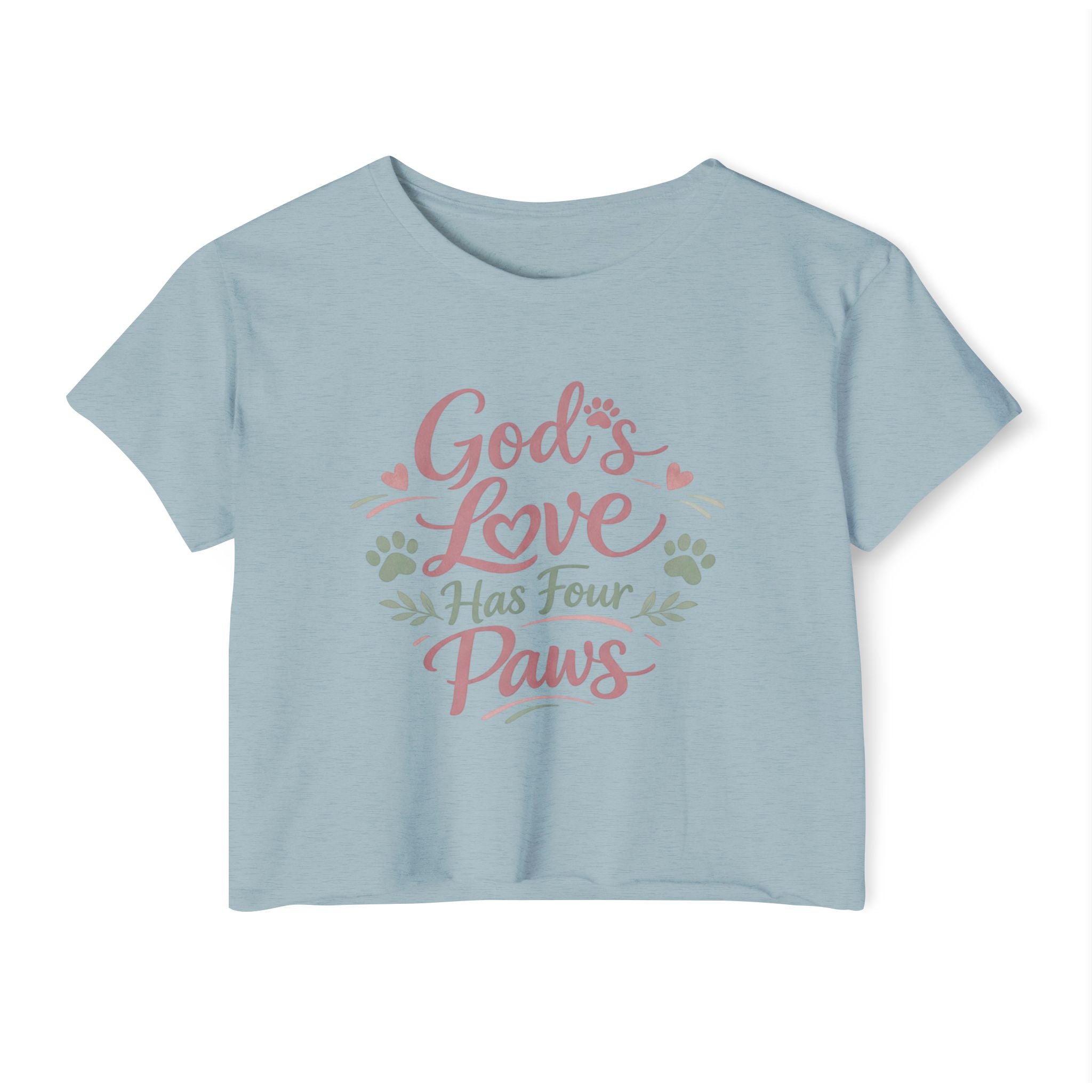 Gods Love Has Four Paws Crop Top  Christian Dog Mom Shirt  Pet Lover Paw Print Tee  Next Level 5080