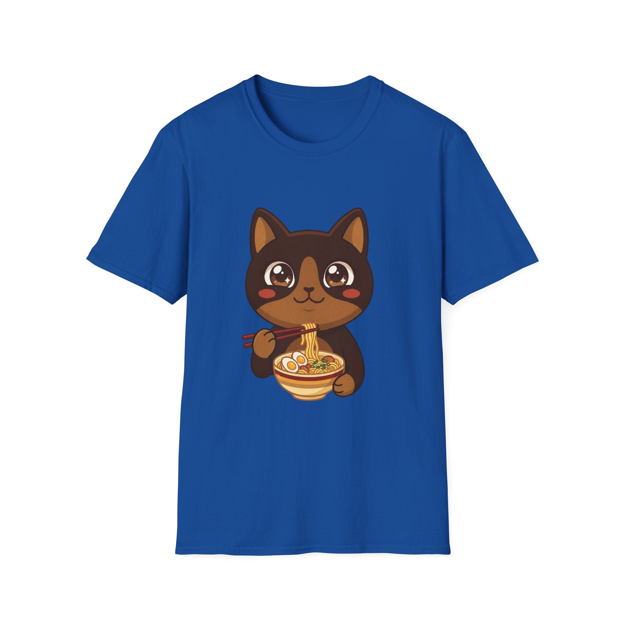 Kawaii Cat Eating Ramen T-Shirt | Cute Anime Noodle Bowl Tee