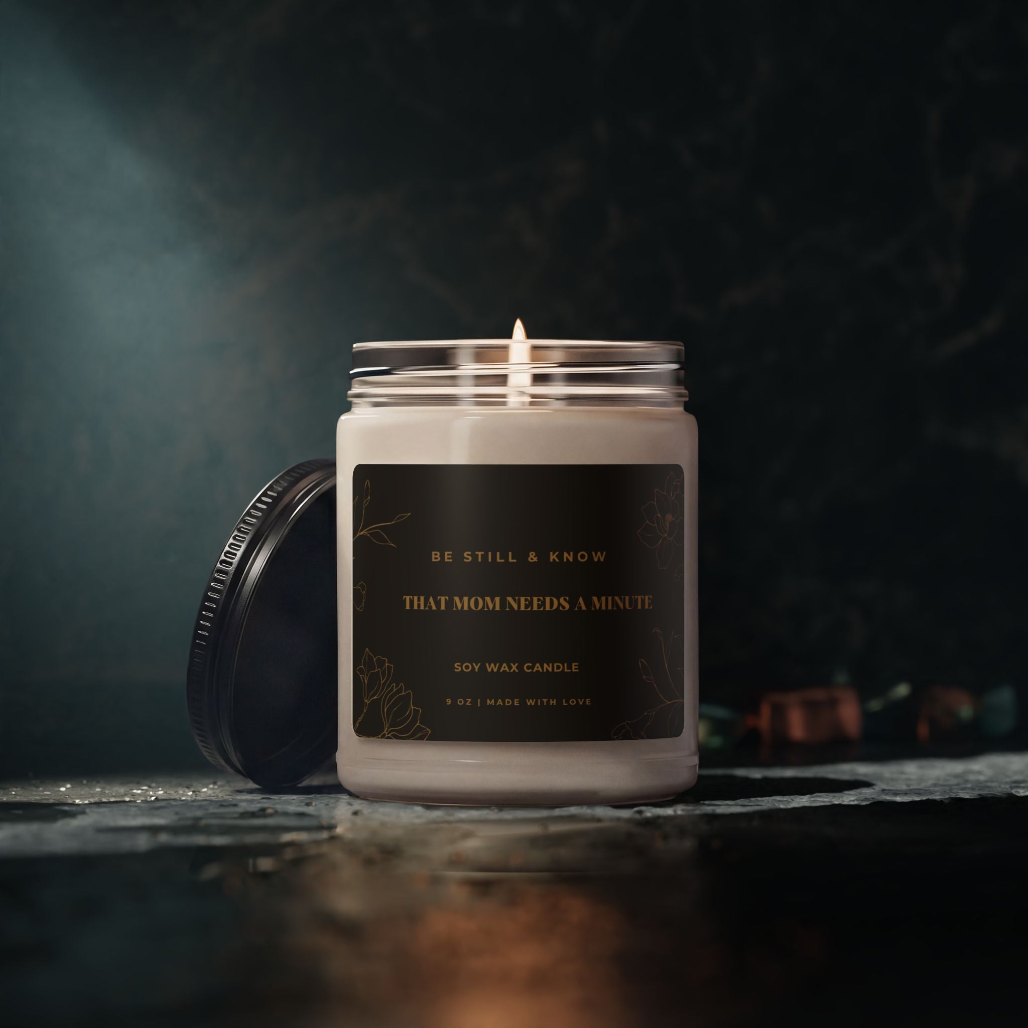Be Still and Know That Mom Needs a Minute Candle | Funny Mom Candle | Scented Soy Candle 9oz | Mom Life Gift | Self Care Candle for Moms