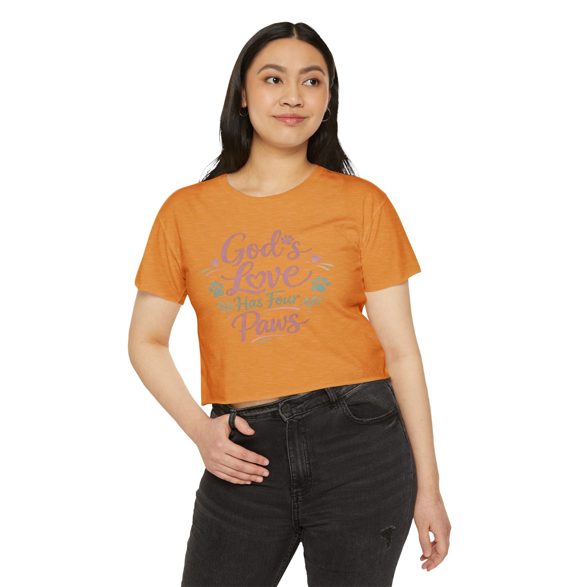 Gods Love Has Four Paws Crop Top  Christian Dog Mom Shirt  Pet Lover Paw Print Tee  Next Level 5080