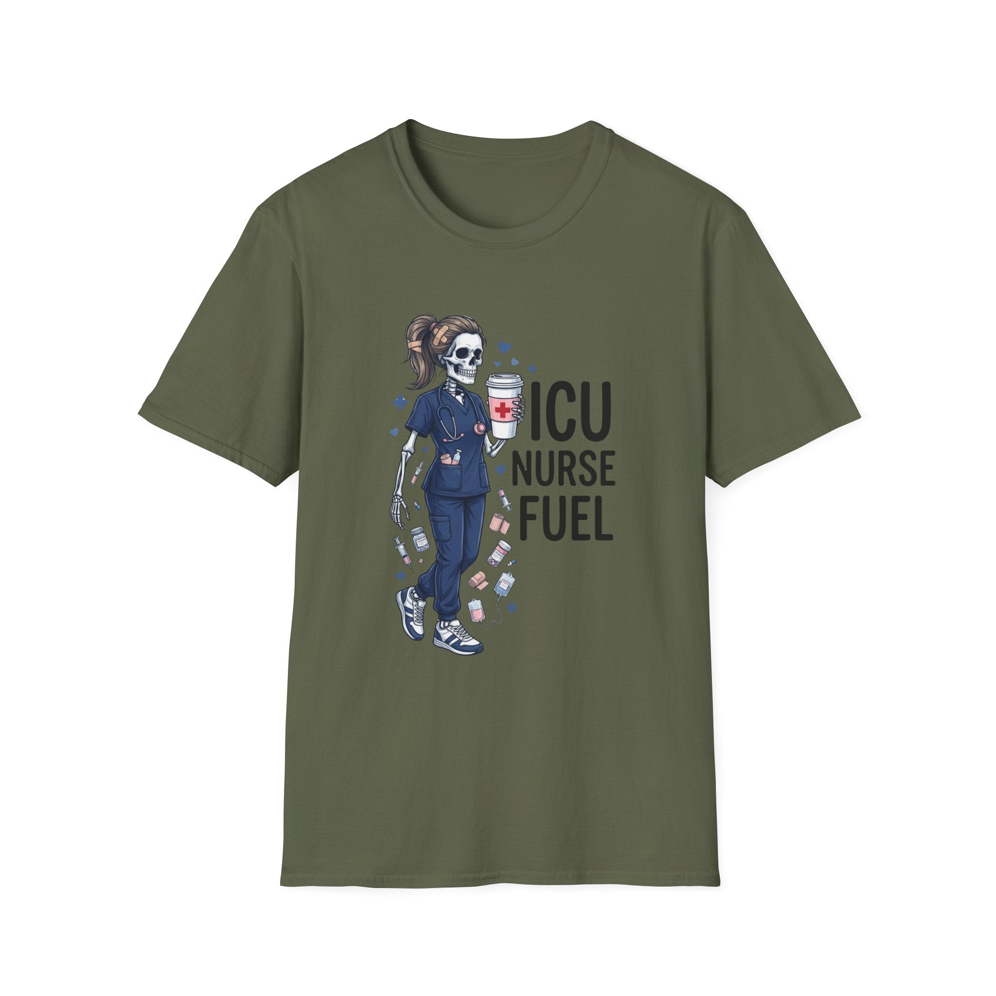 ICU Nurse Fuel T Shirt Skull Nurse Coffee IV Shirt Funny Critical Care RN Tee Nursing Shift Humor Shirt Nurse Appreciation Gift