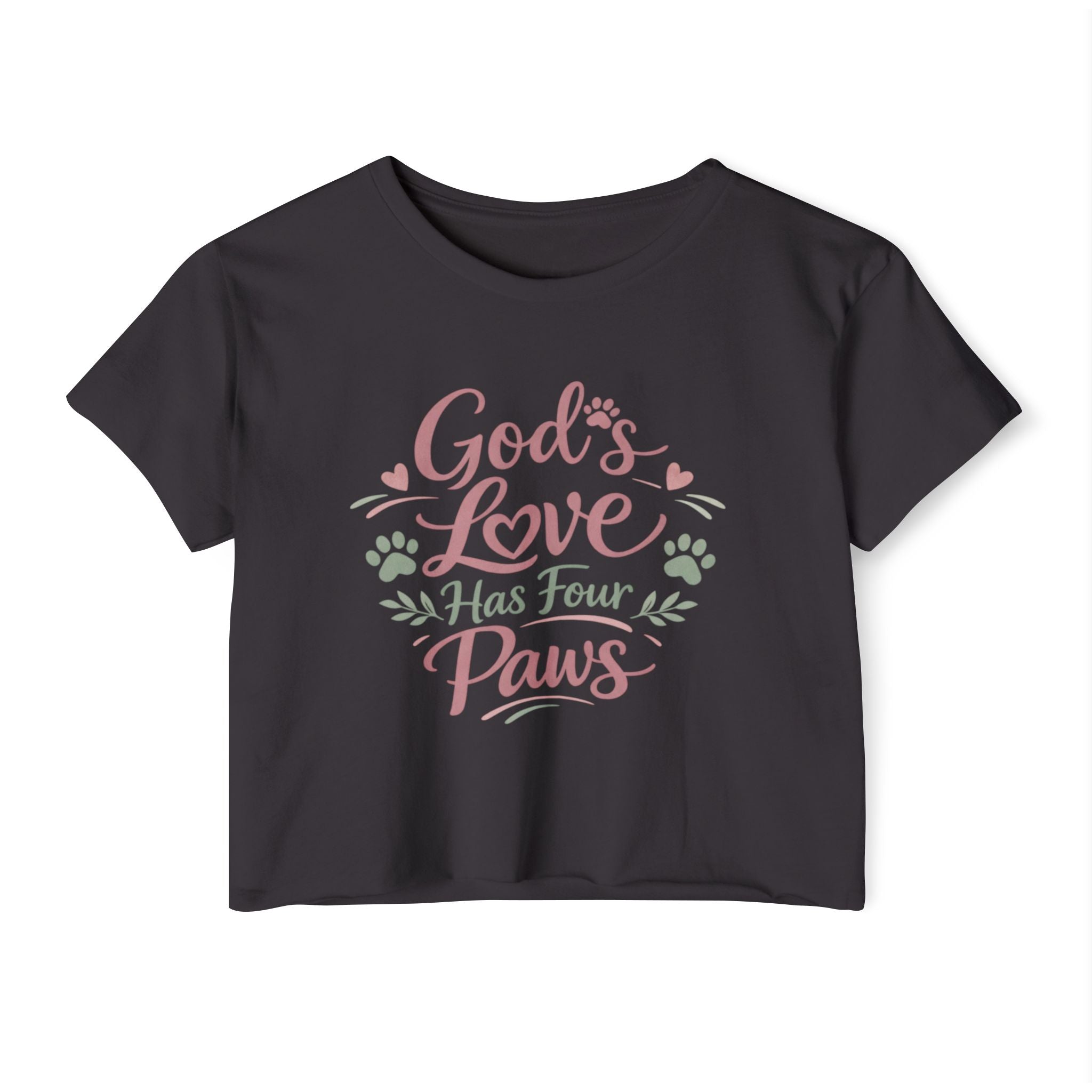 Gods Love Has Four Paws Crop Top  Christian Dog Mom Shirt  Pet Lover Paw Print Tee  Next Level 5080
