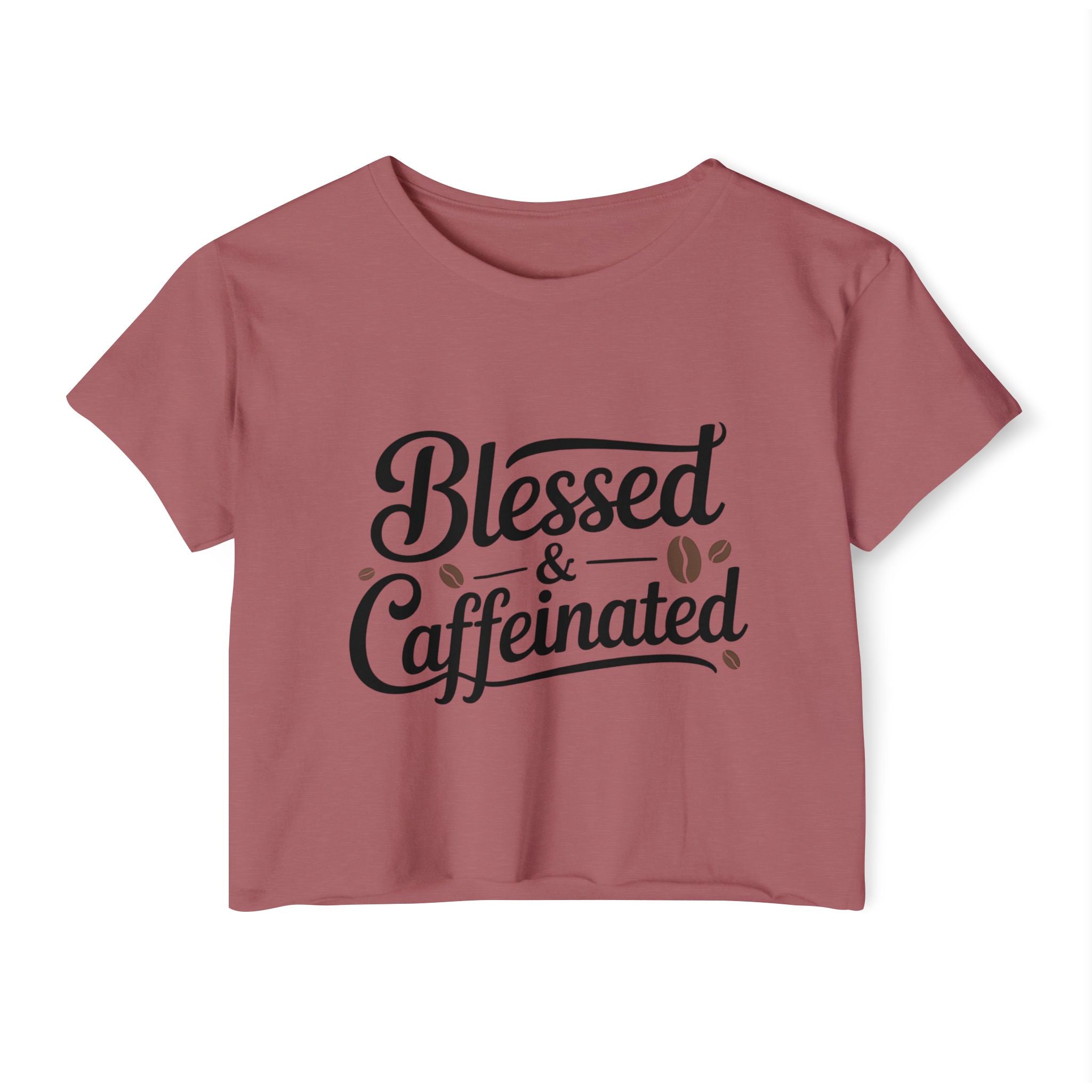 Blessed & Caffeinated Crop Top | Christian Coffee Shirt for Women | Cute Faith Graphic Tee | Next Level 5080