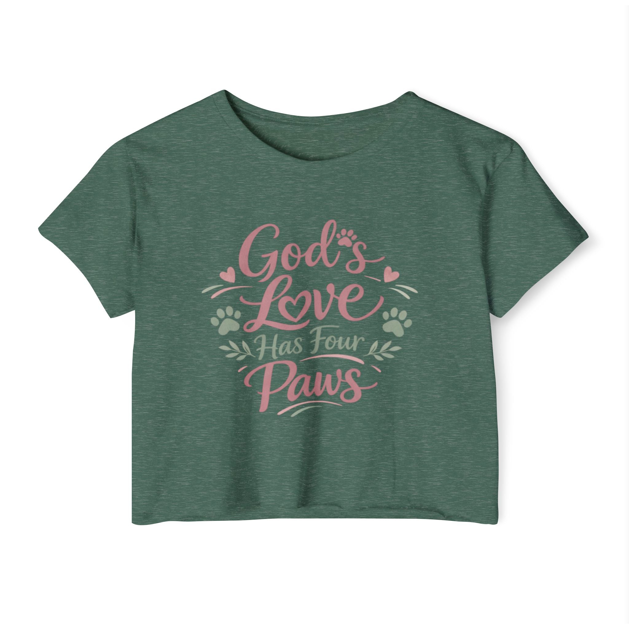 Gods Love Has Four Paws Crop Top  Christian Dog Mom Shirt  Pet Lover Paw Print Tee  Next Level 5080