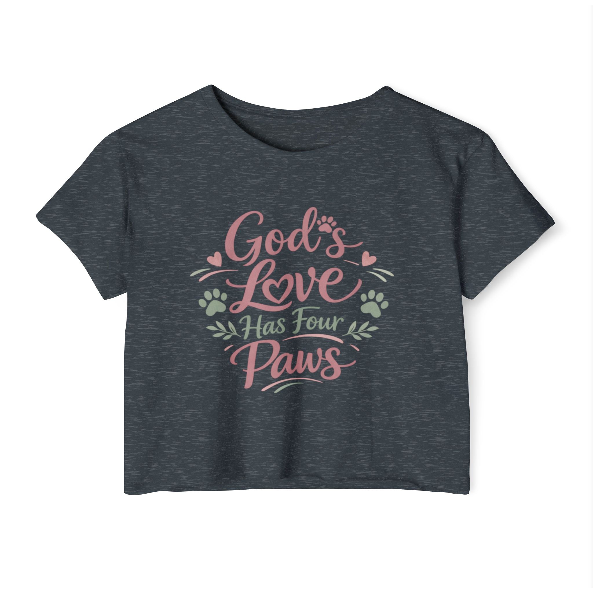 Gods Love Has Four Paws Crop Top  Christian Dog Mom Shirt  Pet Lover Paw Print Tee  Next Level 5080