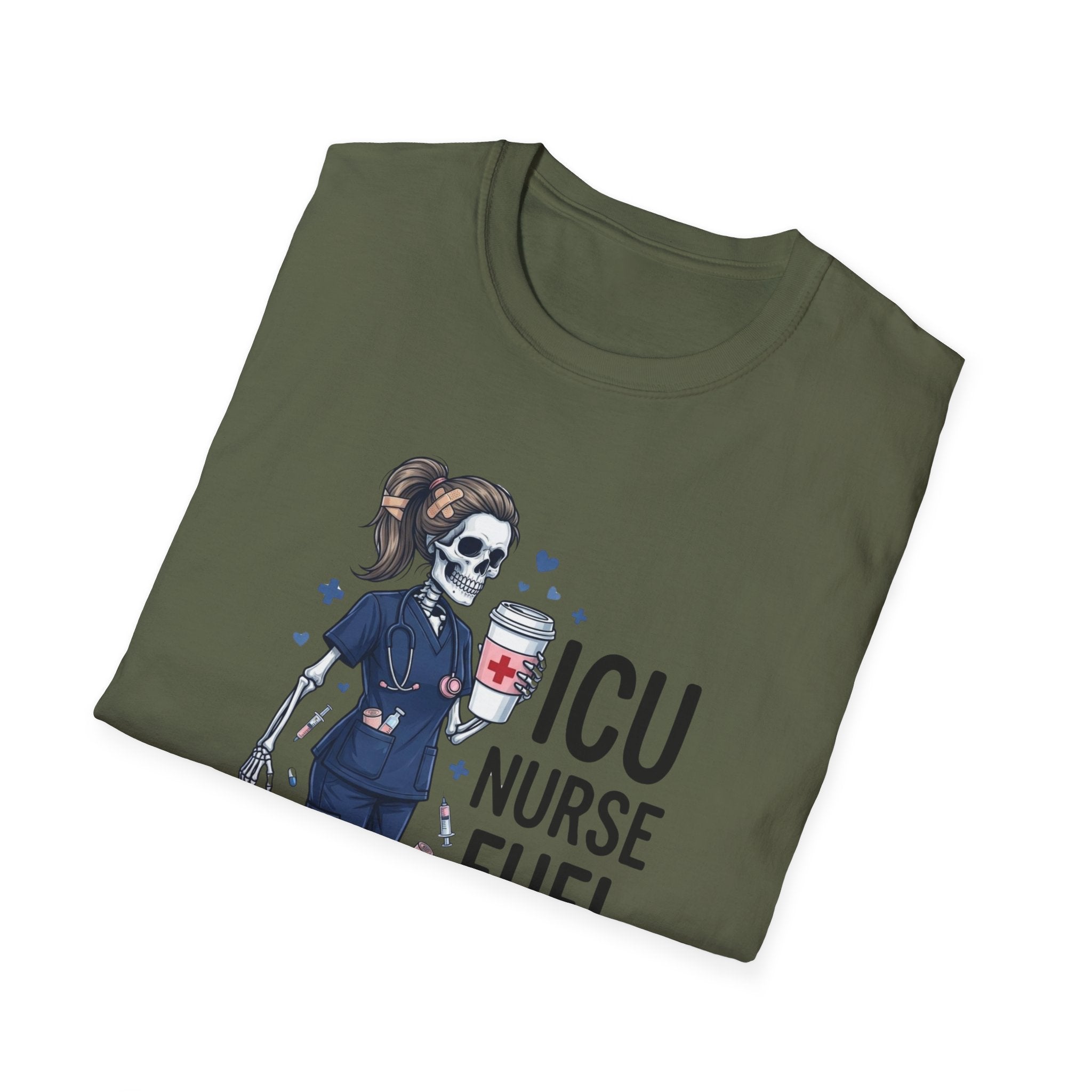 ICU Nurse Fuel T Shirt Skull Nurse Coffee IV Shirt Funny Critical Care RN Tee Nursing Shift Humor Shirt Nurse Appreciation Gift
