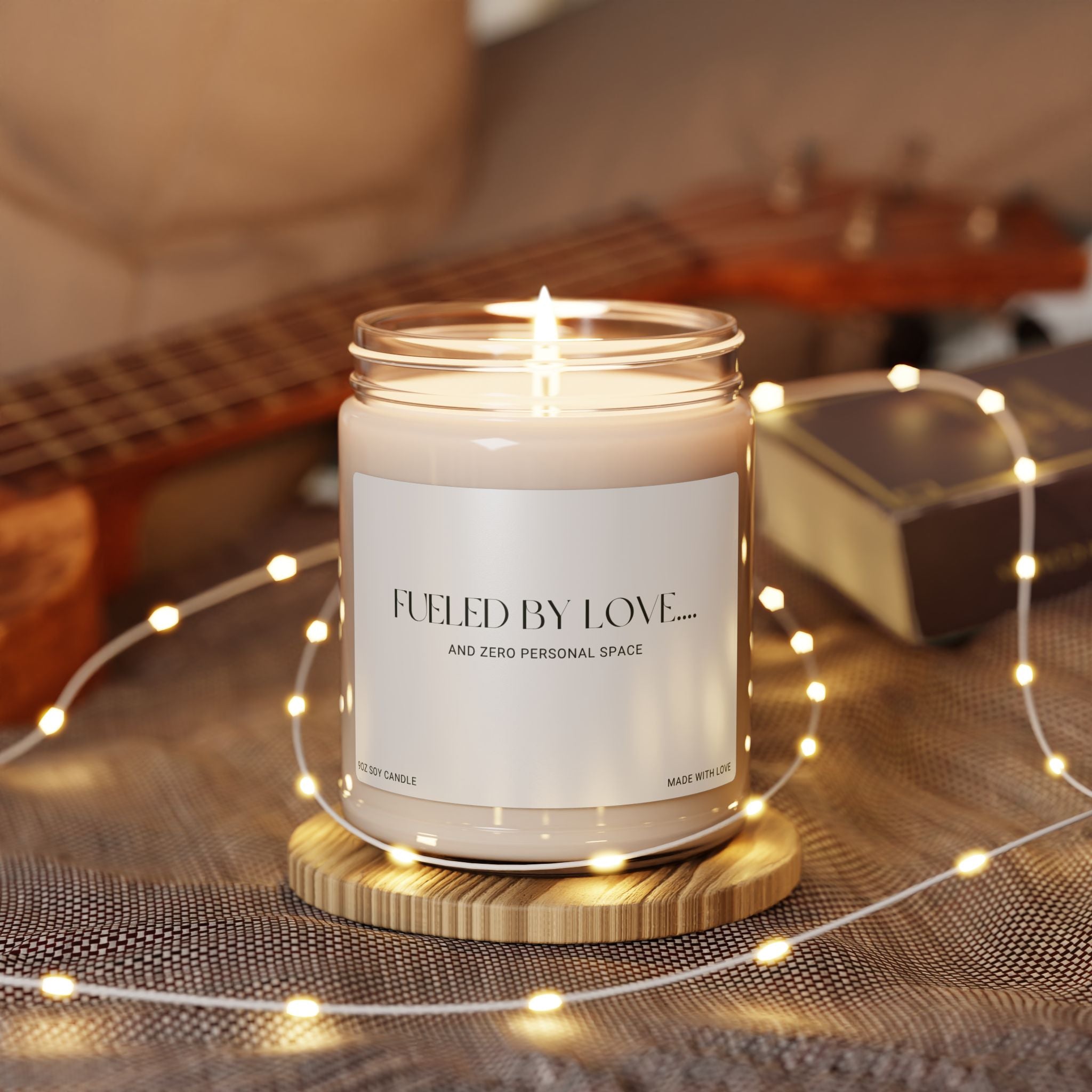 Fueled By Love Candle | Scented Soy Candle 9oz | Minimalist Clean Fragrance Candle | Self Care Gift | Reusable Jar Candle | Cozy Home Decor