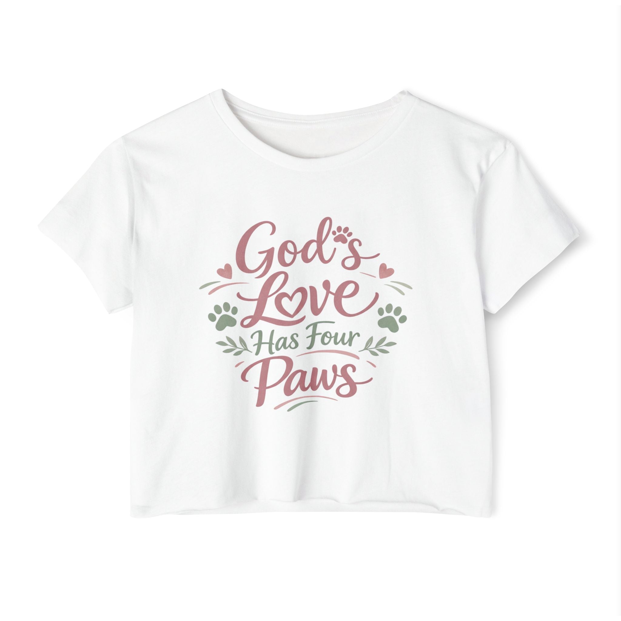 Gods Love Has Four Paws Crop Top  Christian Dog Mom Shirt  Pet Lover Paw Print Tee  Next Level 5080
