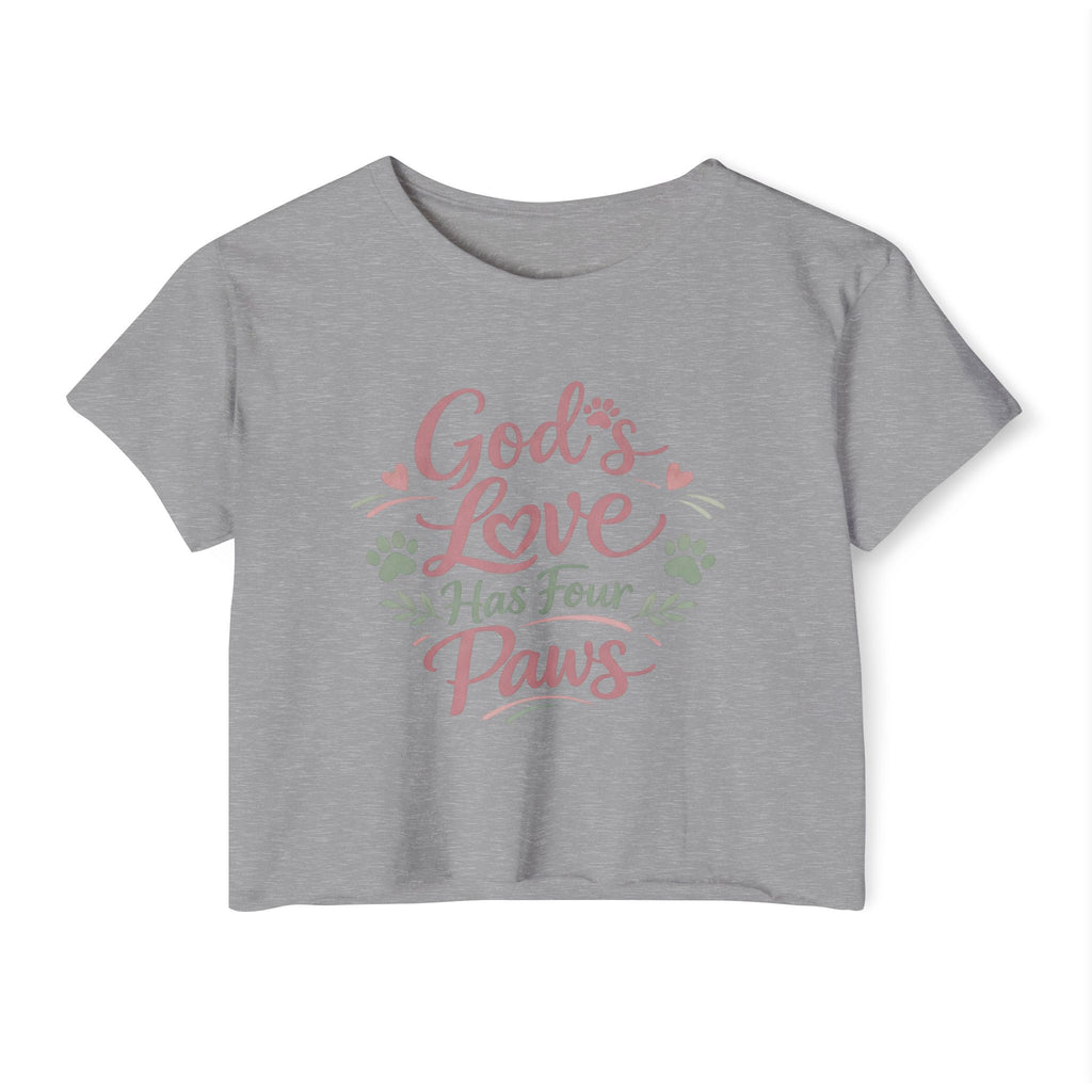Gods Love Has Four Paws Crop Top  Christian Dog Mom Shirt  Pet Lover Paw Print Tee  Next Level 5080