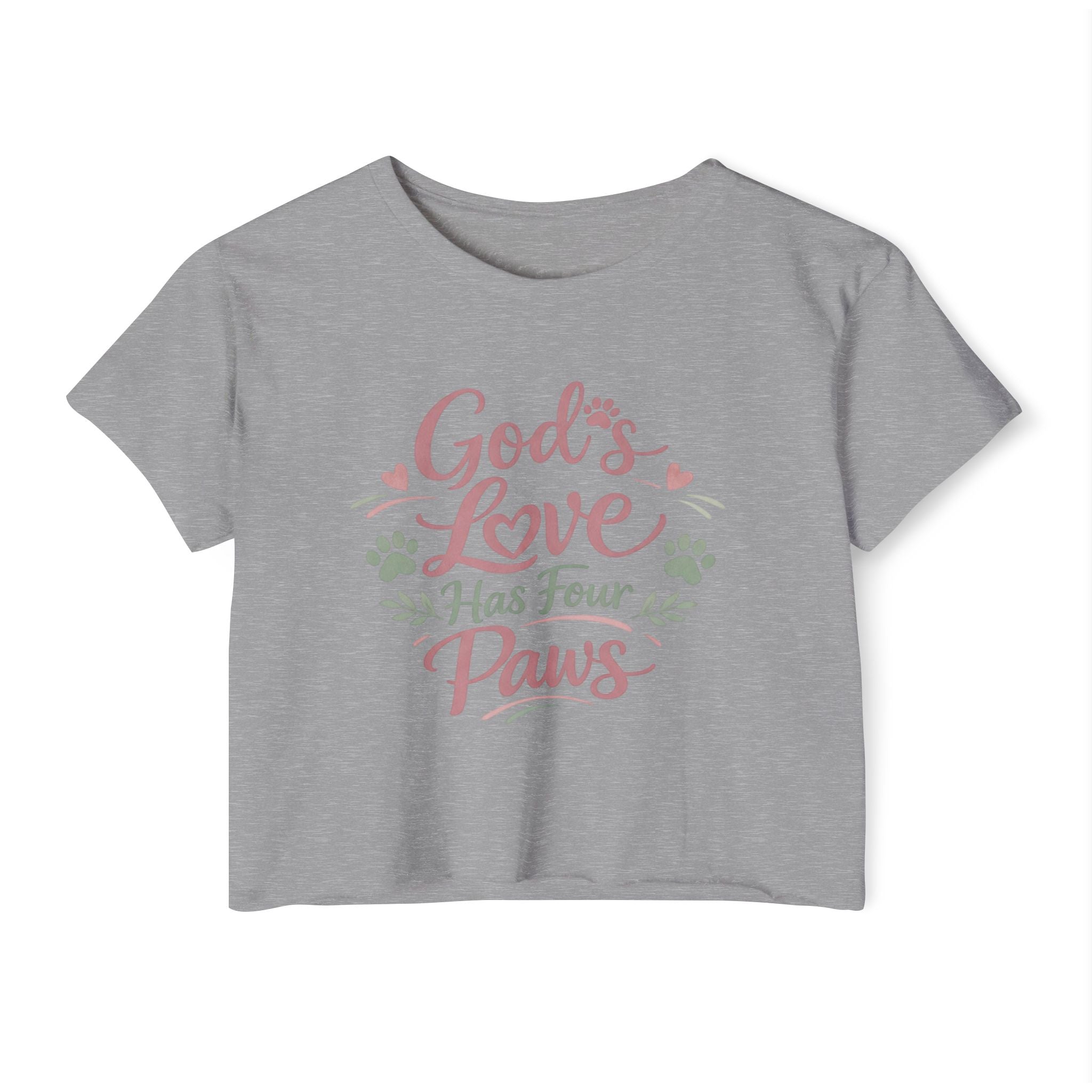 Gods Love Has Four Paws Crop Top  Christian Dog Mom Shirt  Pet Lover Paw Print Tee  Next Level 5080