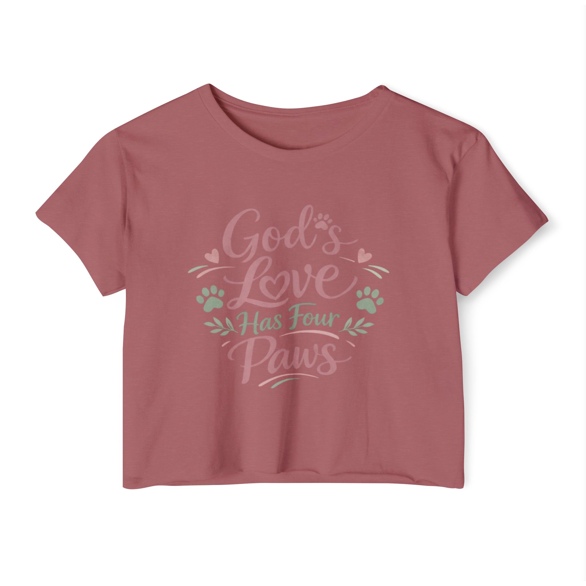Gods Love Has Four Paws Crop Top  Christian Dog Mom Shirt  Pet Lover Paw Print Tee  Next Level 5080