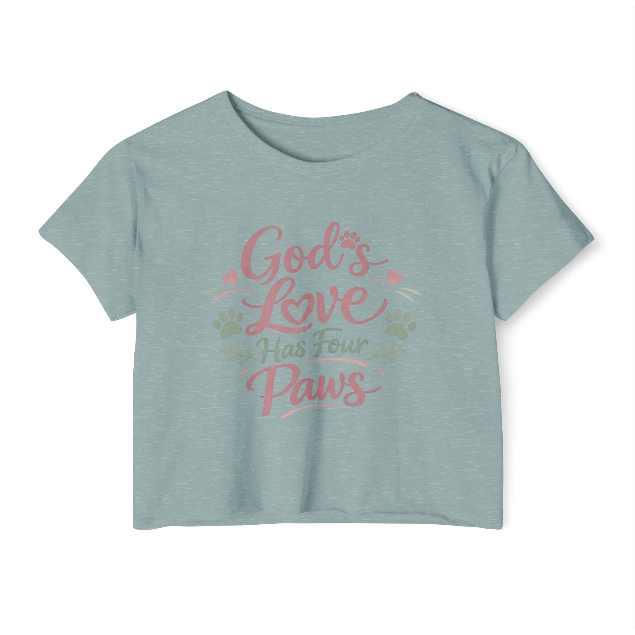Gods Love Has Four Paws Crop Top  Christian Dog Mom Shirt  Pet Lover Paw Print Tee  Next Level 5080