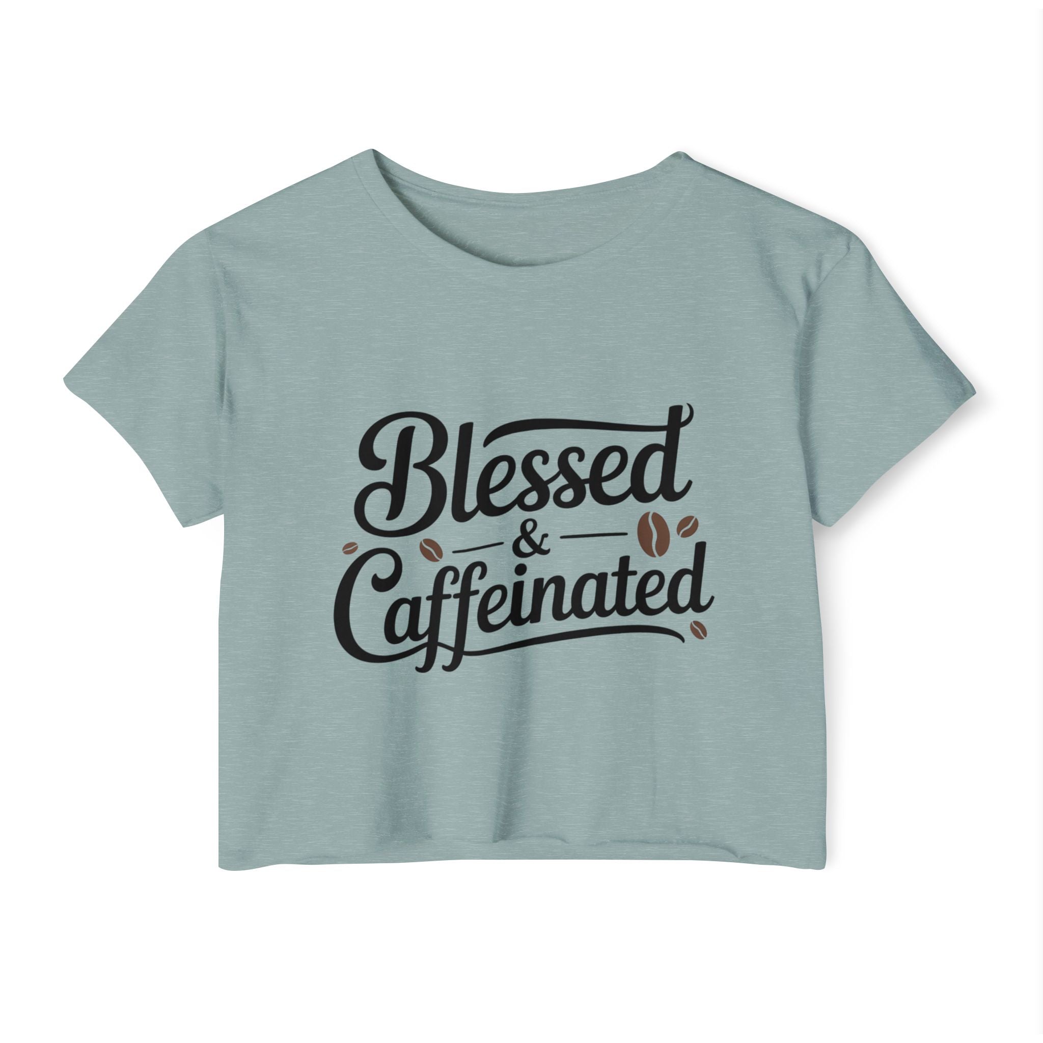Blessed & Caffeinated Crop Top | Christian Coffee Shirt for Women | Cute Faith Graphic Tee | Next Level 5080