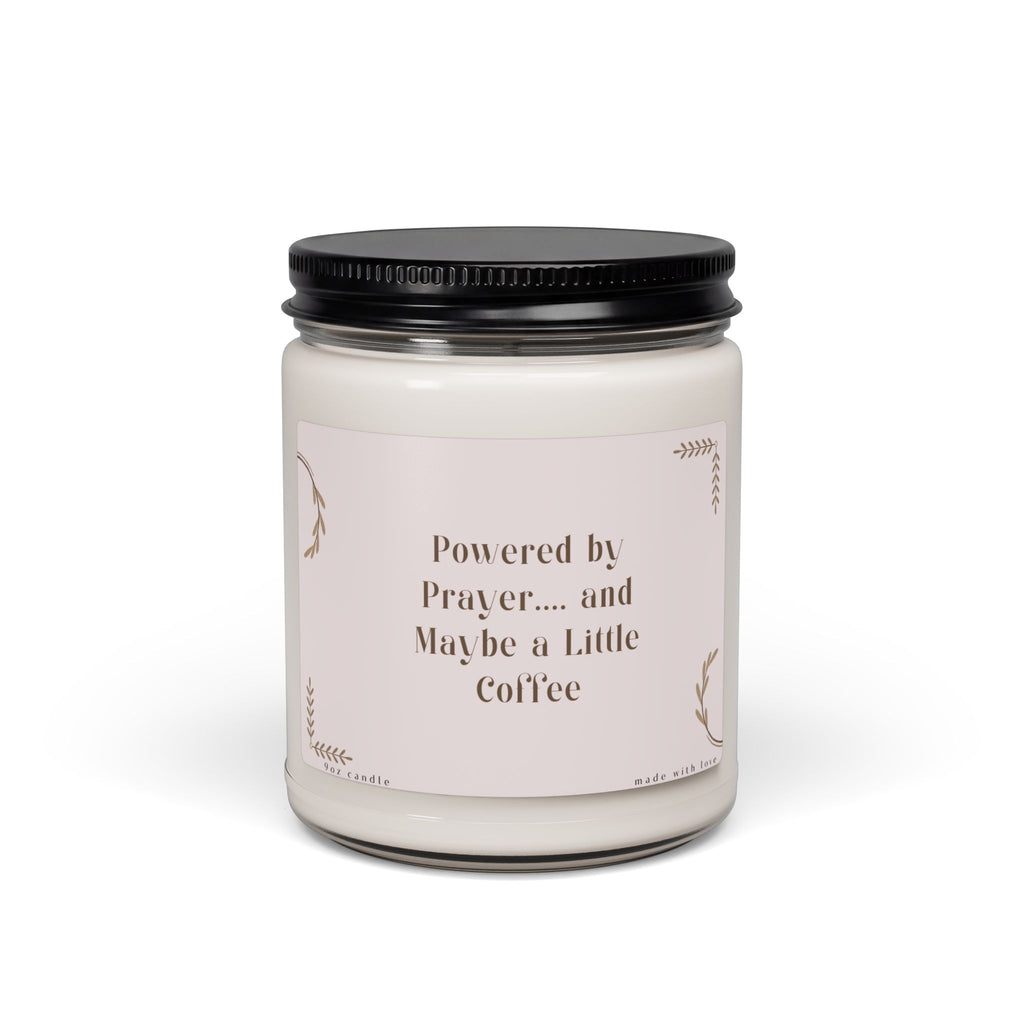 Powered by Prayer and Maybe a Little Coffee Candle | Christian Mom Candle | Scented Soy Candle 9oz | Faith Gift for Women | Self Care Candle