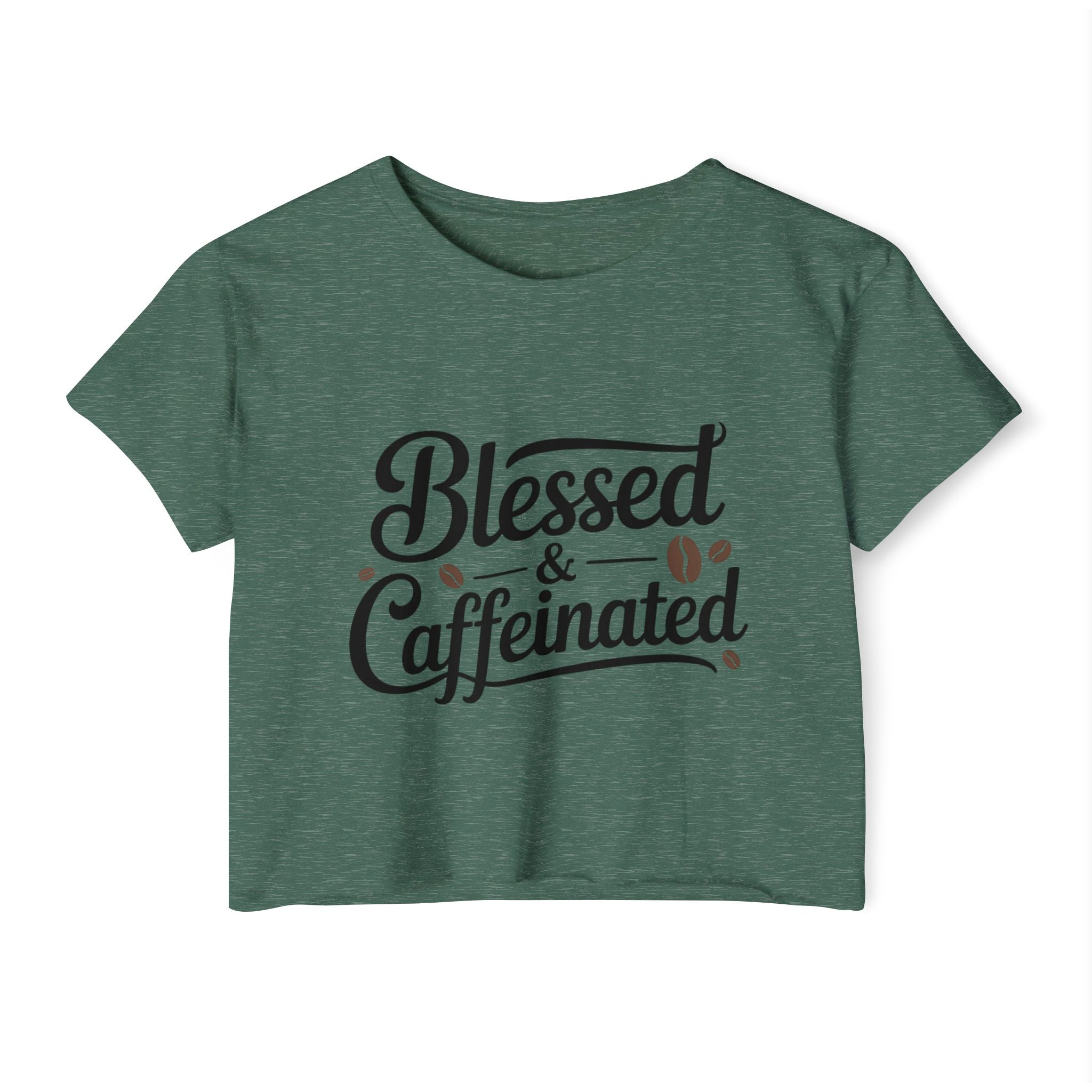 Blessed & Caffeinated Crop Top | Christian Coffee Shirt for Women | Cute Faith Graphic Tee | Next Level 5080
