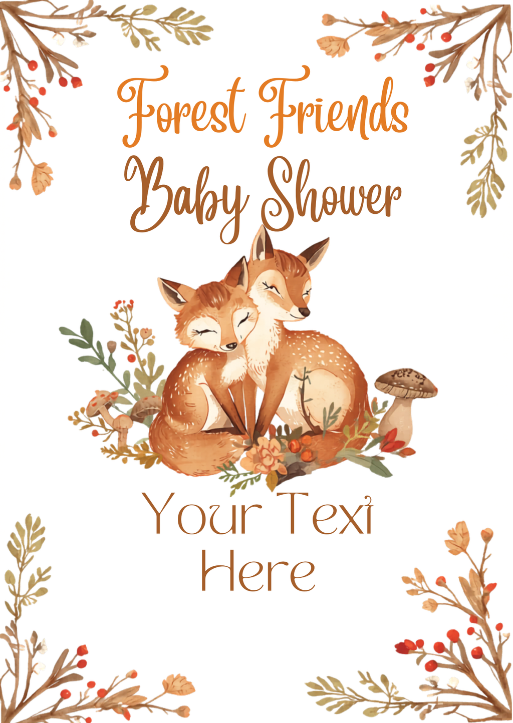 Woodland Baby Shower Invitation — Editable Canva Template